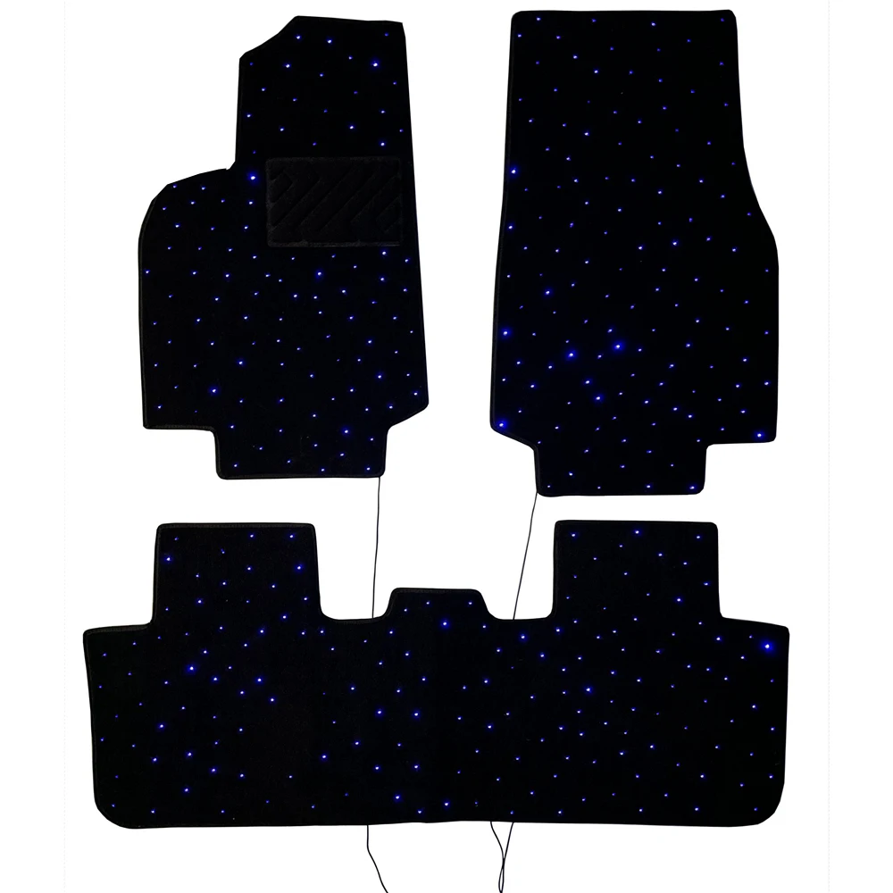 Twinkle Stars Mats For Tesla Model Y/3 LED Light Carpet With APP Remote Control PVC Material 10mm Thickness Full Set