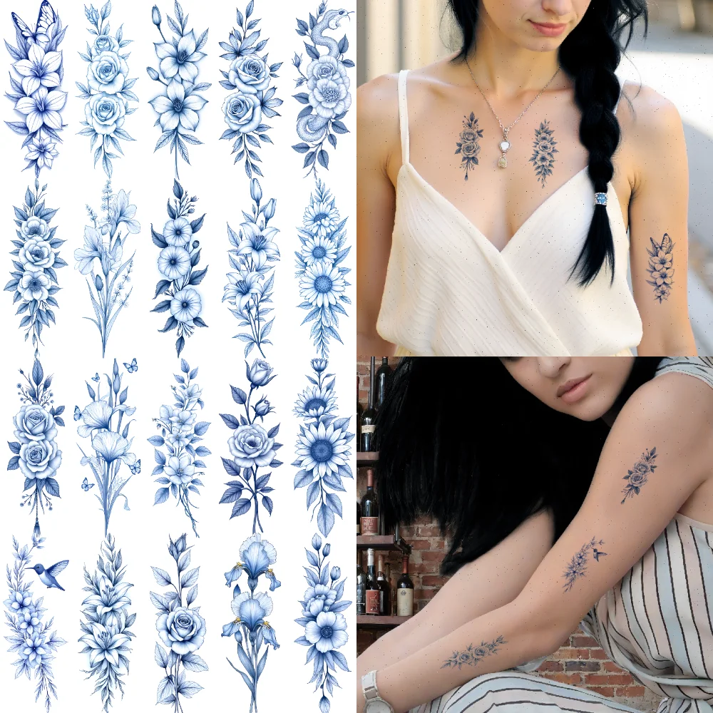 

9pcs Temporary Tattoo Botanical Tattoos Waterproof Long-lasting Body Stickers Floral Tattoos Temporary Tattoo Stickers For Arms