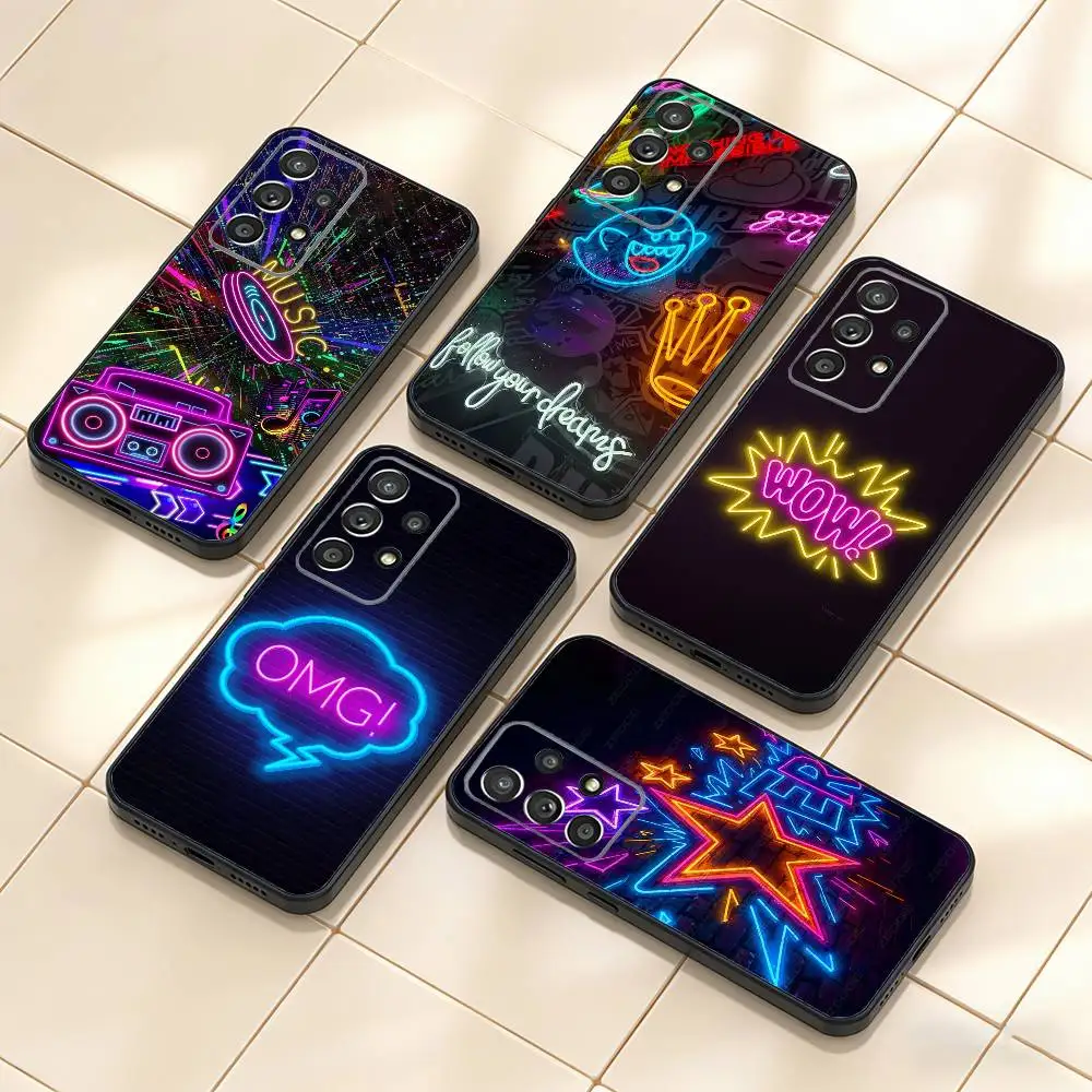 

Neon Light Phone Case For Samsung S25,S24,S21,S22,S23,S30,Ultra,S20,Plus,Fe,Note,10,9,5G Black Cover