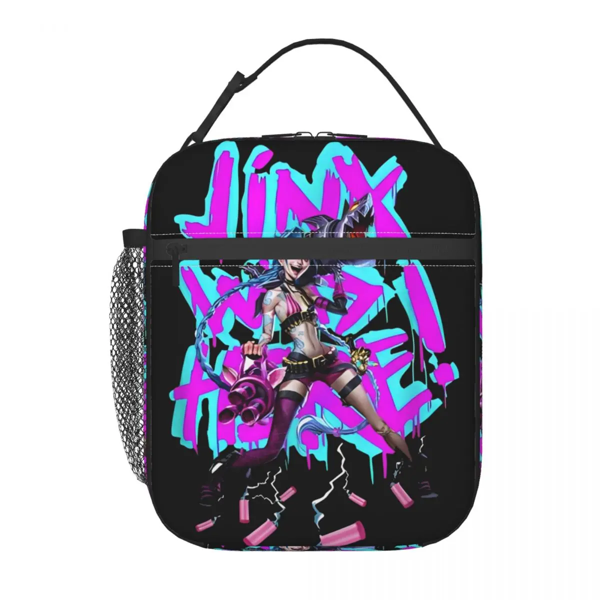 Jinx Were Here Arcane Jinx Game Thermal Insulated Lunch Bags for Travel Portable Bento Box Cooler Thermal Lunch Box