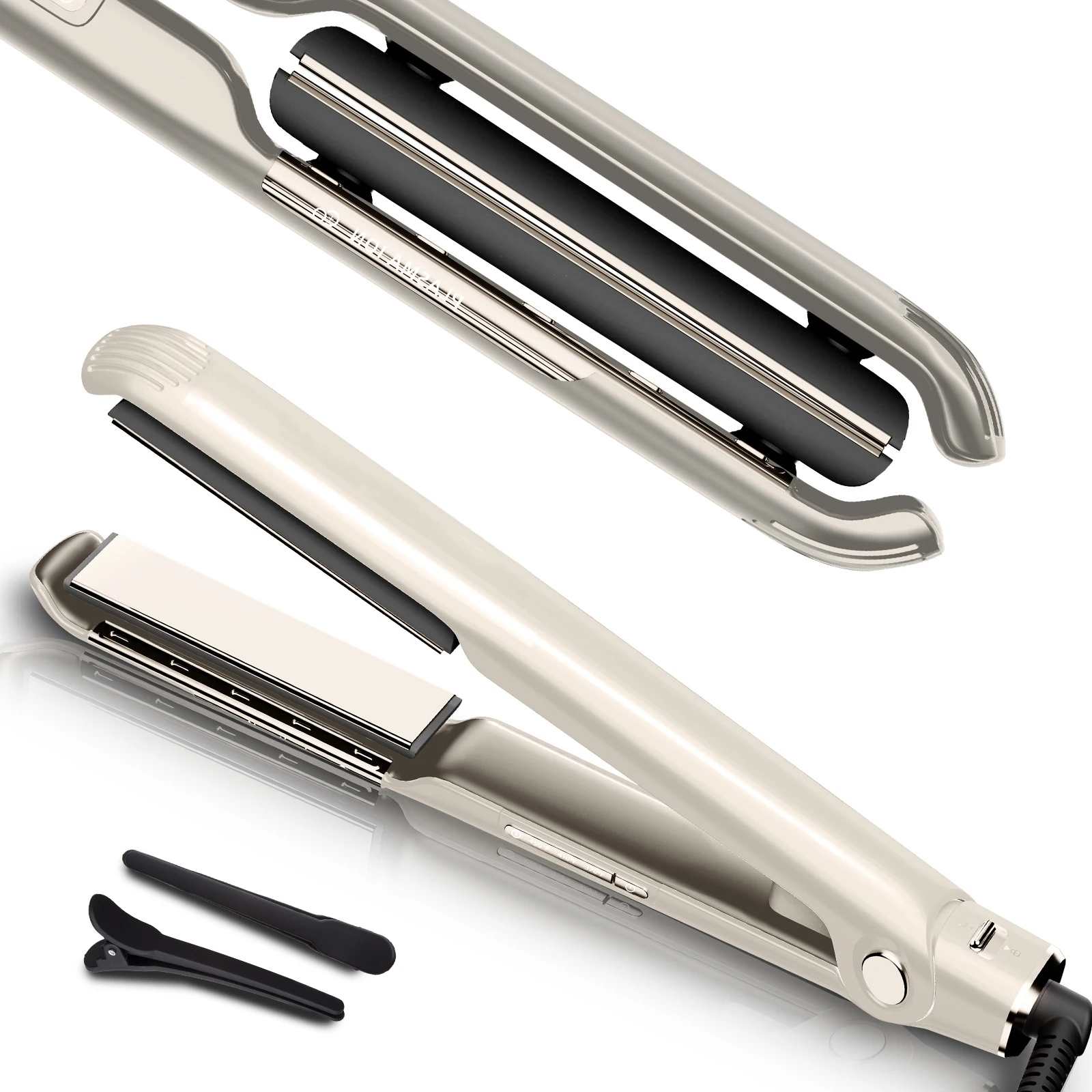 

Выпрямитель для волос с воздушной подвеской, плазменный гладкий вьющийся утюжок для волос, противоожоговой дизайн, 450F, выпрямительный утюжок с быстрым нагревом