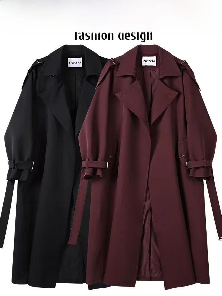 

Extra Large Size 300 Pou Women's Coat Ele Waist-Cinching Oversize Knee-Length Spring Outerwear Korean Sle Casual Jaet