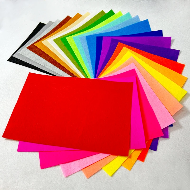 24/40Pcs Soft Felt Fabric Sheet Assorted Color Patchwork Sewing DIY Craft Squares Nonwoven 1mm Thick Handmade Fabric Weaving