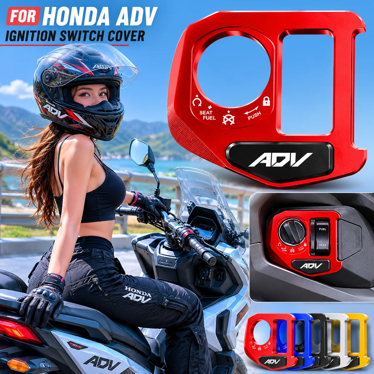 Für HONDA ADV160 ADV 160 adv160 2021-2024 Motorrad-Zubehör CNC Zündschlossabdeckung Elektrische Schlossknopf-Abdeckung Schutz