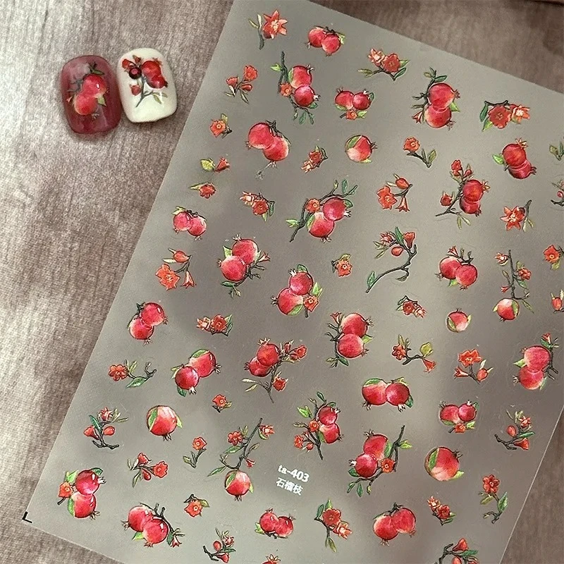 Vintage Granatapfel Litschi Pilz Kürbis Blumen Eichhörnchen Fuchs Apfel Ginkgo Ahornblätter Herbst Katze Nail Art Aufkleber Aufkleber