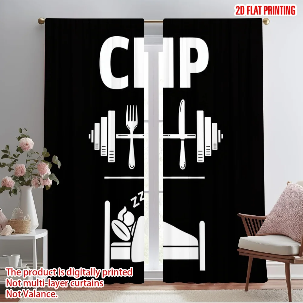 

2pcs 2D flat printing Party Curtain Meal Sleep Train Repeat 100% Polyester Fabric Without Electricity Birthday Party for