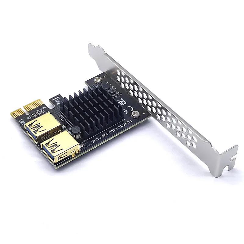 Gold PCI Express Multiplier PCIE PCI-E Riser Card 1 to 2 USB 3.0 Hub X16 PCI Express 1X 16X Adapter For BTC Bitcoin Mining Miner