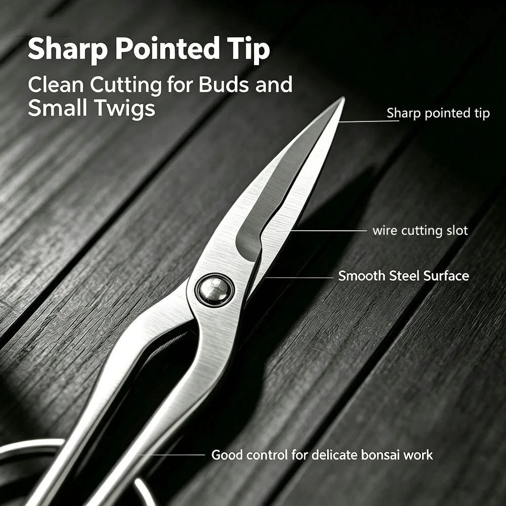 Japanese Style Loop Handle Bonsai Shears Stainless Steel Precision Pruning Scissors Ideal for Bud Cutting Twig Trimming Flower