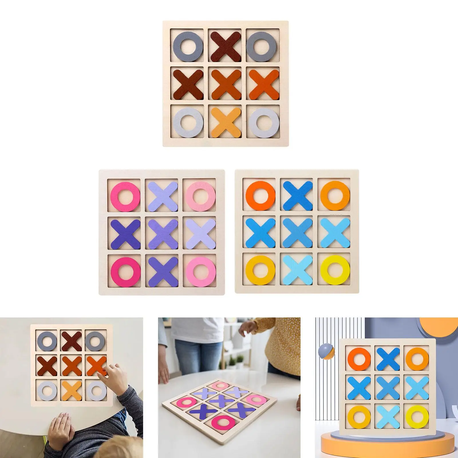 Gioco da tavolo per famiglie in legno Tic TAC Toe per bambini adulti all'aperto al coperto