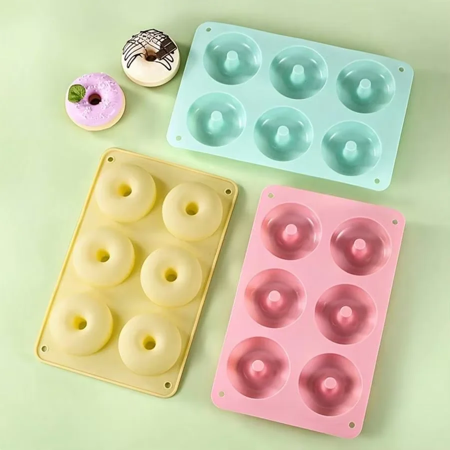 Silicone Donut Mold Baking Utensils Cake Chocolate Round Mold High Temperature Resistant Pudding Macaron Cake Mold Pastry Tools