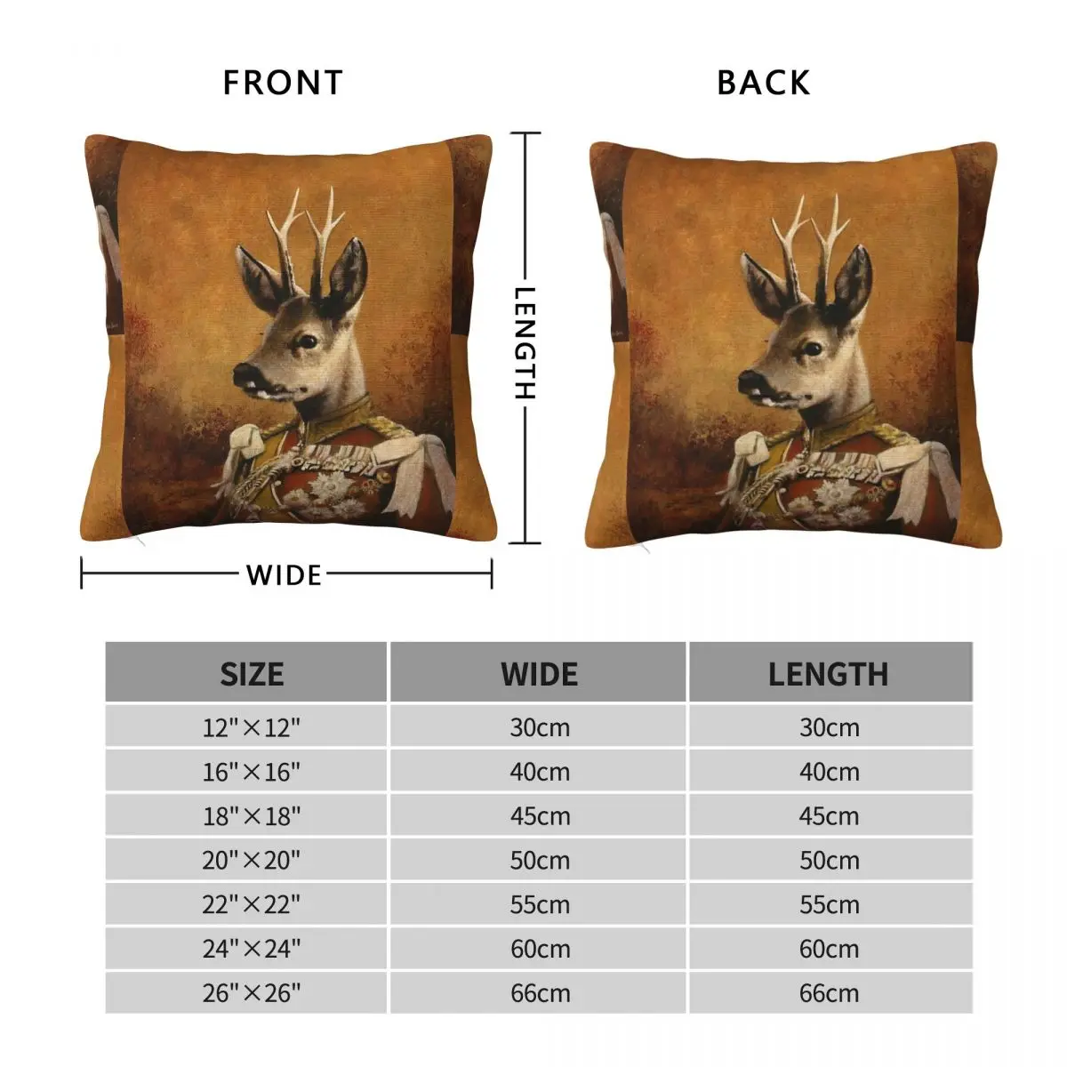 Regal Roe Deer Square Pillowcase Polyester Linen Velvet Pattern Zip Decorative Throw Pillow Case Home Cushion Case 45x45