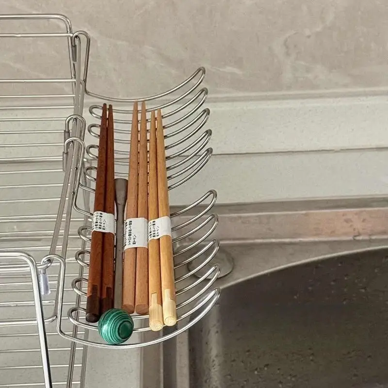 

2pcs Stainless Steel Drain Basket Expansion Small Hanging Rack Storage Rack Storage Basket Stainless Steel Home Goodies