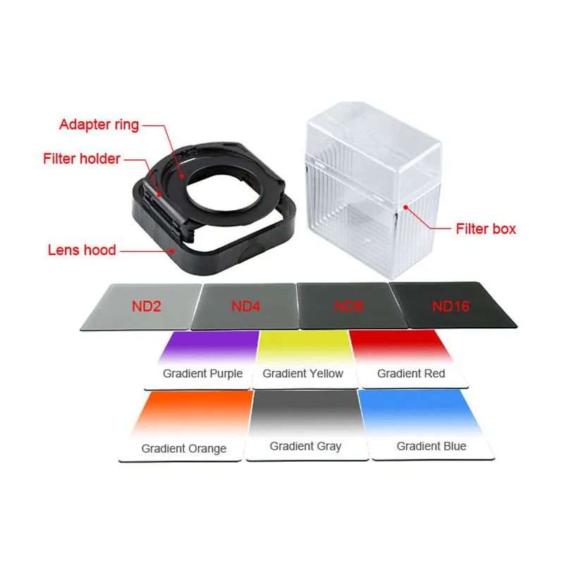 

14In1 DSLR Camera Lens Filter Set 49 52 55 58 62 67 72 77 82mm Gradient ND2/4/8/16 for Canon Nikon Sony Pentax Olympus Panasonic