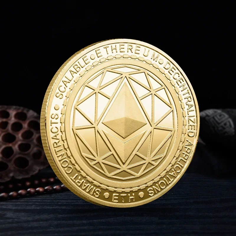 Etherum Collectible Gift Silver Plated Souvenir Coin Physical Crypto Currency Collection Coins  Art Home Decoration