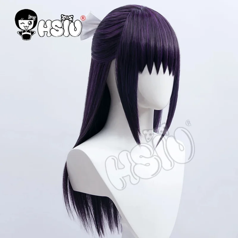 Iori Utahime Cosplay Perruque, Jujutsu Kaimmense, HSIU, Noir et Violet, Cheveux Longs Mélangés, Arc Blanc Gratuit, Accessoires pour Cheveux, Filet Ultraviolette