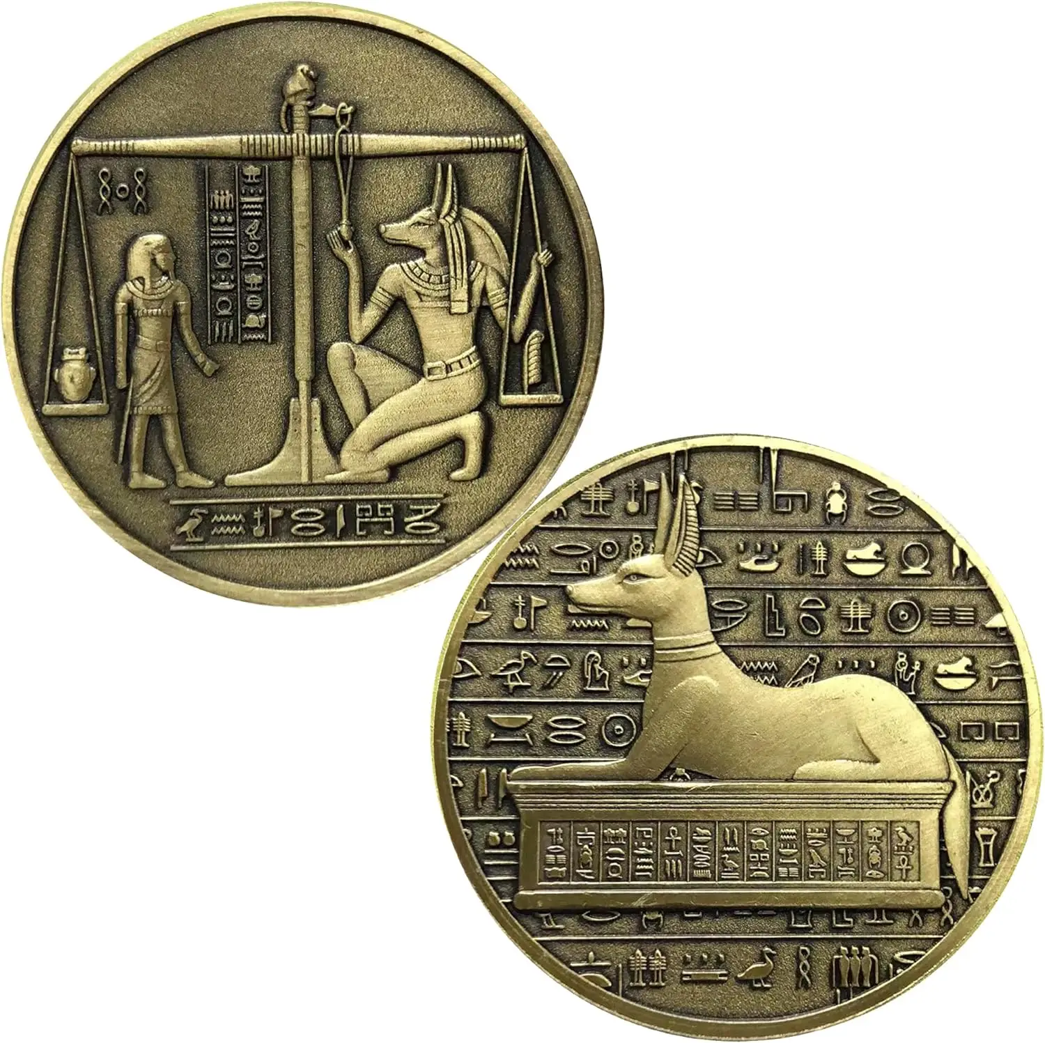 Egypt Culture Dead Guide and Guardian Anubis Scales of Judgment Challenge Coin