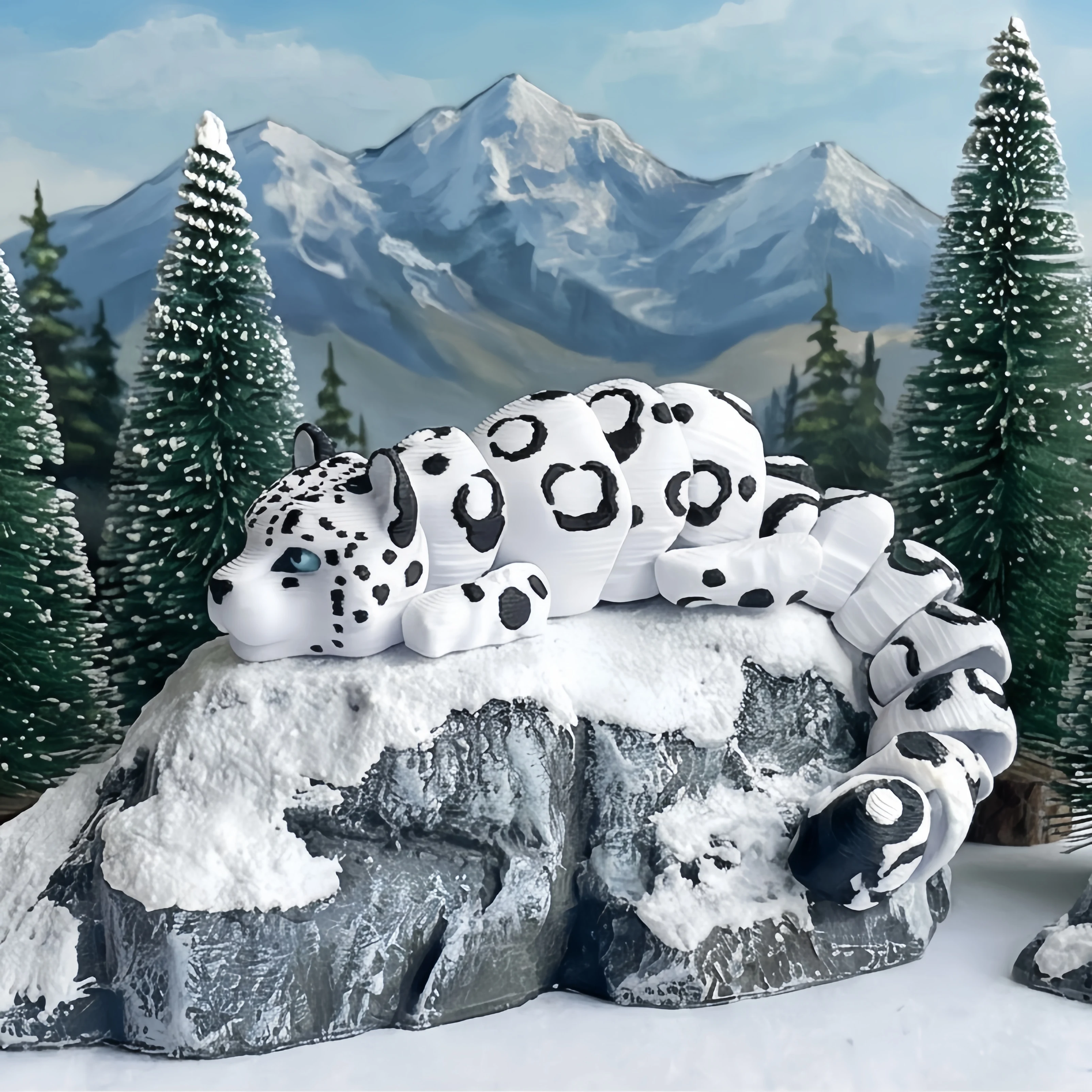 1/2/4 Pieces - 3D Printed Articulated Snow Leopard Figurine, Animal Model with Movable Joints, Stress-Relief Toy, Indoor and Outdoor Desktop Decoration, Wedding, Birthday, Christmas, New Year Gift, Party Favor Filler