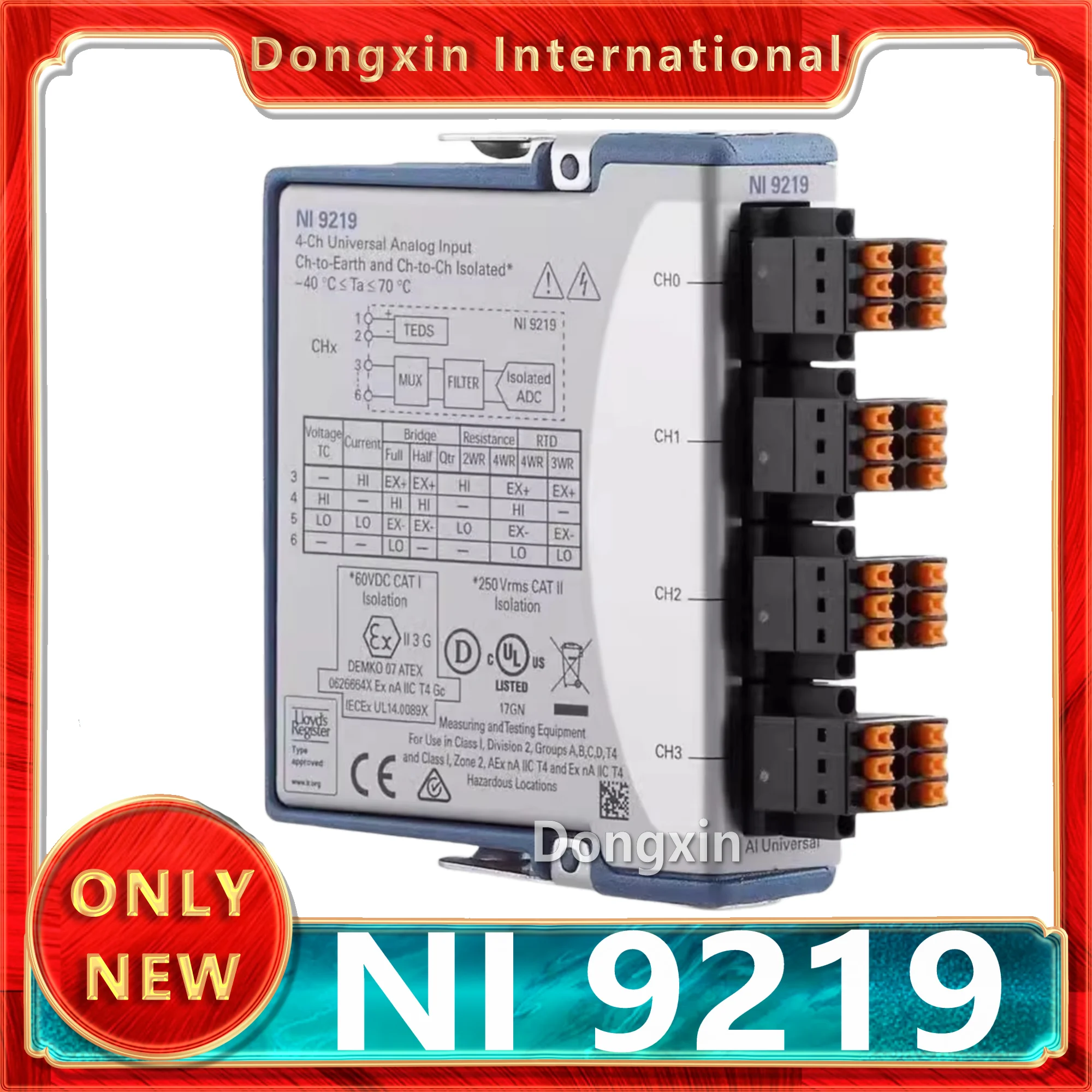 

NI 9219 100 S/S/ch, 4 channel C series general analog input module - specially designed for the multi-function test