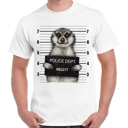 Meerkat Mugshot Funny Gang Cool Gift Vintage Retro T Shirt 2308High Quality 100%Cotton Short Sleeve