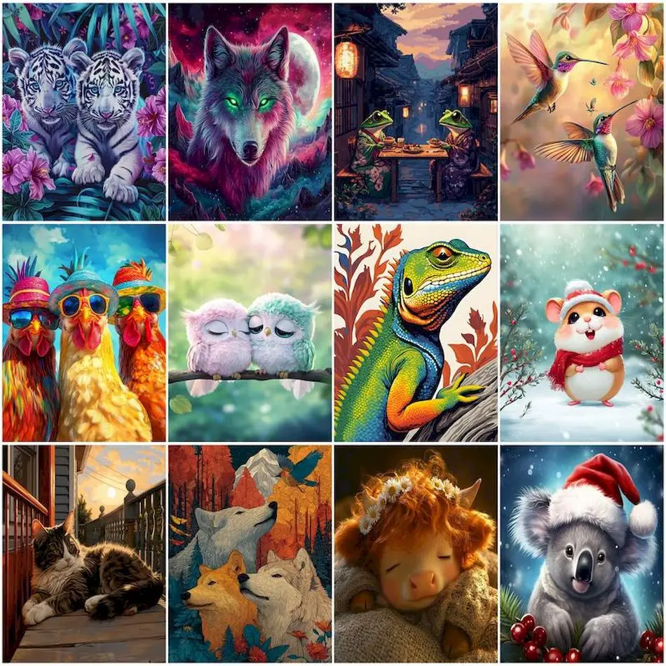 

RUOPOTY Painting Paints By Numbers Acrylic Animals Canvases For Paint Crafts Supplies Adults Drawing Digital Oil Paintings Set