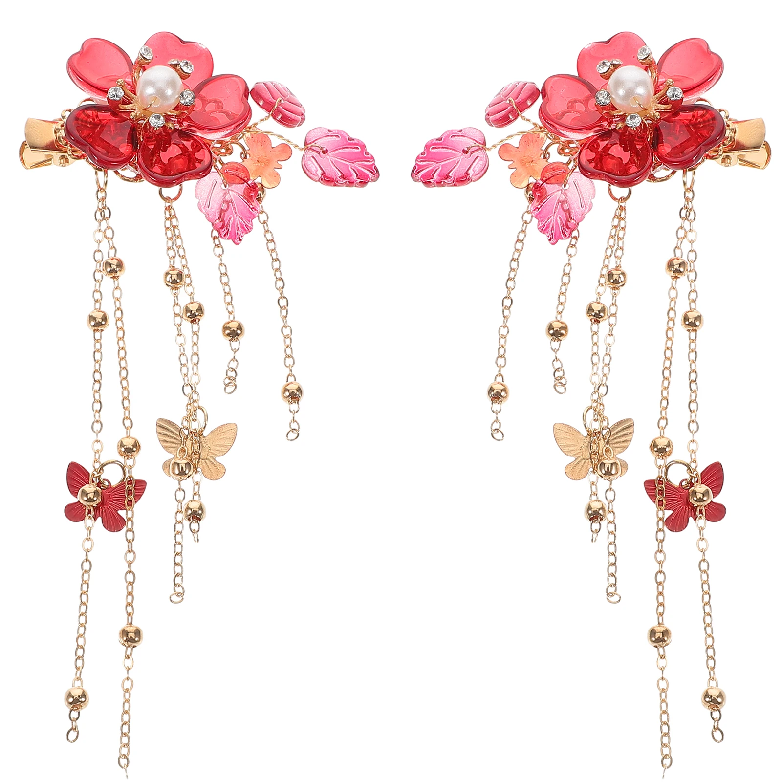 

Long Tassels Flower Hair Clips Durable Alloy Bright Colors Hairstyles Wedding Party Festival Prom Beautiful Shape Decorative
