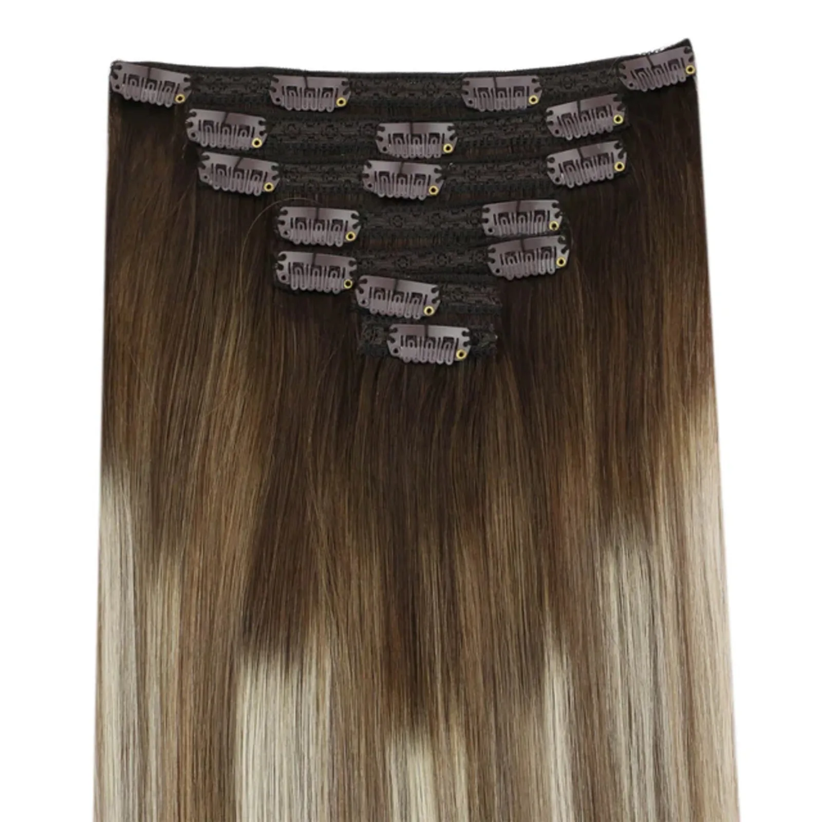 YoungSee Clip-in Hair Extensions 100% Echt Menselijk Haar Extensions Recht Natuurlijk Haar Remy Haar Voor Vrouwen Dagelijks Gebruik 14-24 inch