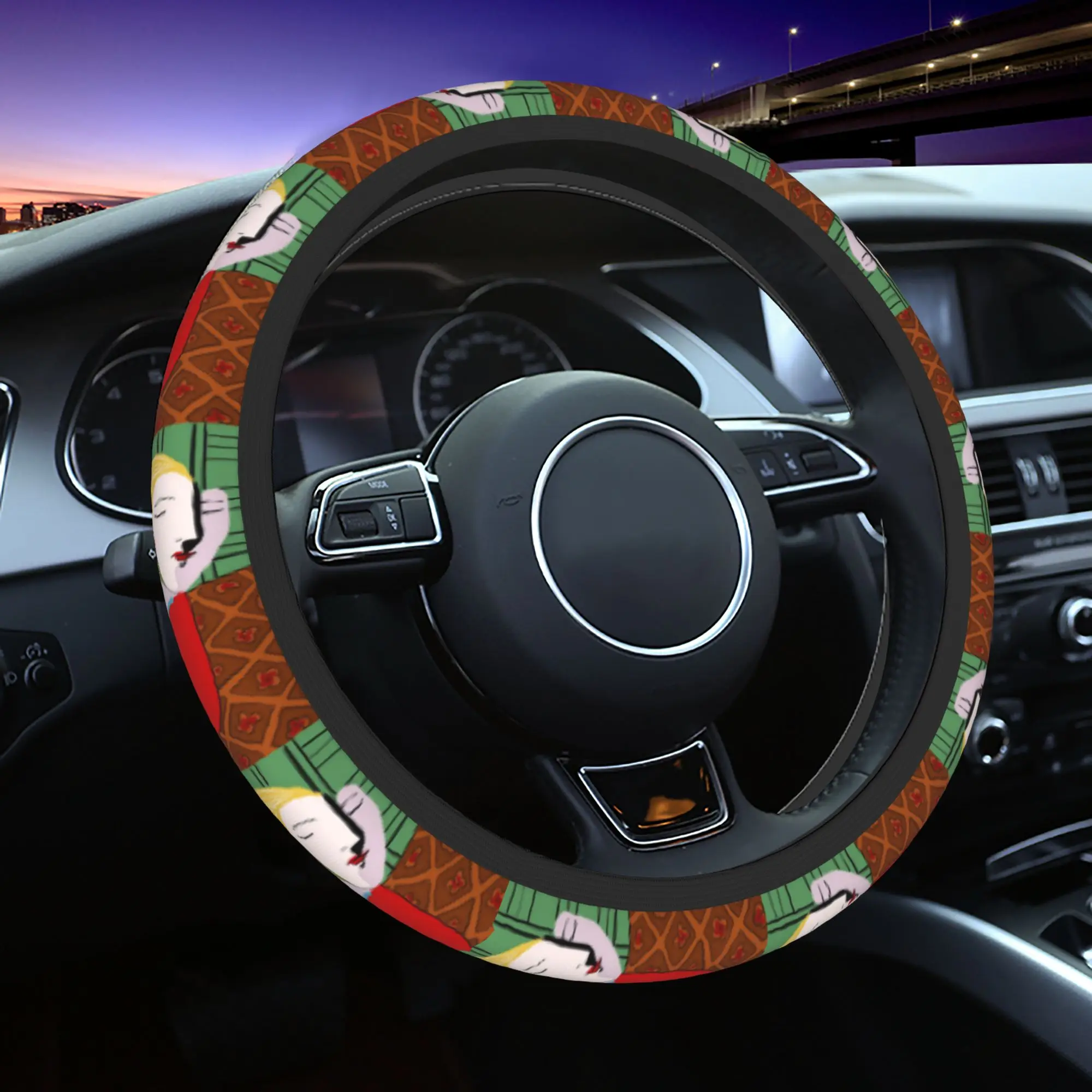 

38cm Steering Wheel Covers Pablo Picasso Universal Art Braid On The Steering Wheel Cover Car-styling Automobile Accessory