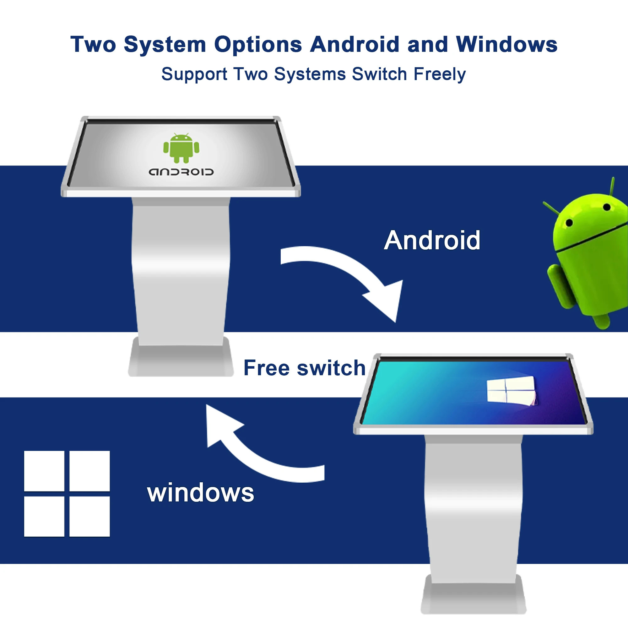 Chiosco per schermi tattili LCD per interni autoportanti video da 65 pollici Display pubblicitario Richiesta informazioni