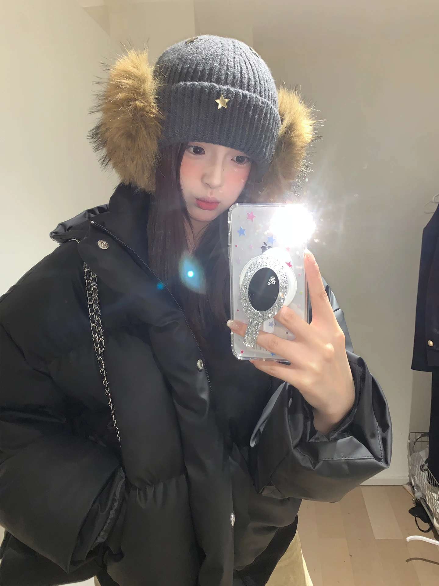 Korean Style Plush Knitted Beanie Hat For Women Thickened Ear Protection Hat Cold-Proof Woolen Hat For Winter