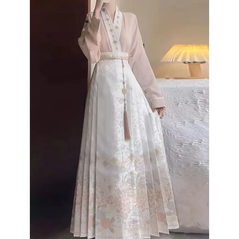 High-end Full Set New Chinese-style Spring and Autumn Dress Jacquard Subtle Patterns Commuting Can Be Worn Two-piece Embroidered