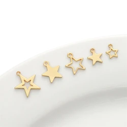 10pcs Hollow Out Small Star Charms 5 Sizes Gold Color Metal Geometry Pendant For Jewelry Making DIY Necklace Earring Accessories