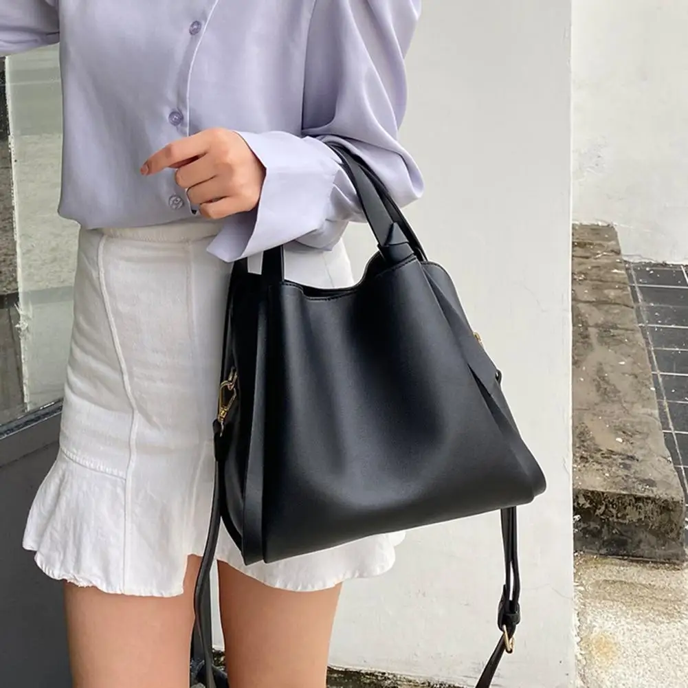 

Women Shoulder Bag Faux Leather Handbag Capacity Faux Leather Women's Handbag Stylish Detachable Strap Tote Purse with for Girls