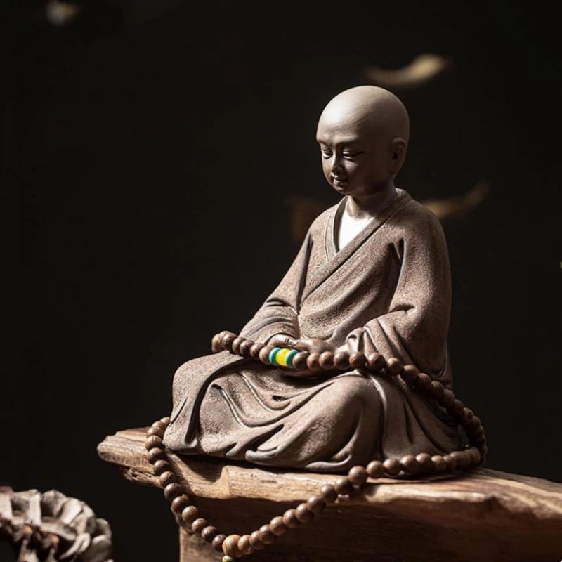 

Керамические поделки, китайская ретро-фигурка, скульптура, монах, буддизм, настольные украшения, медитация, фиолетовый песок, аксессуары для украшения дома
