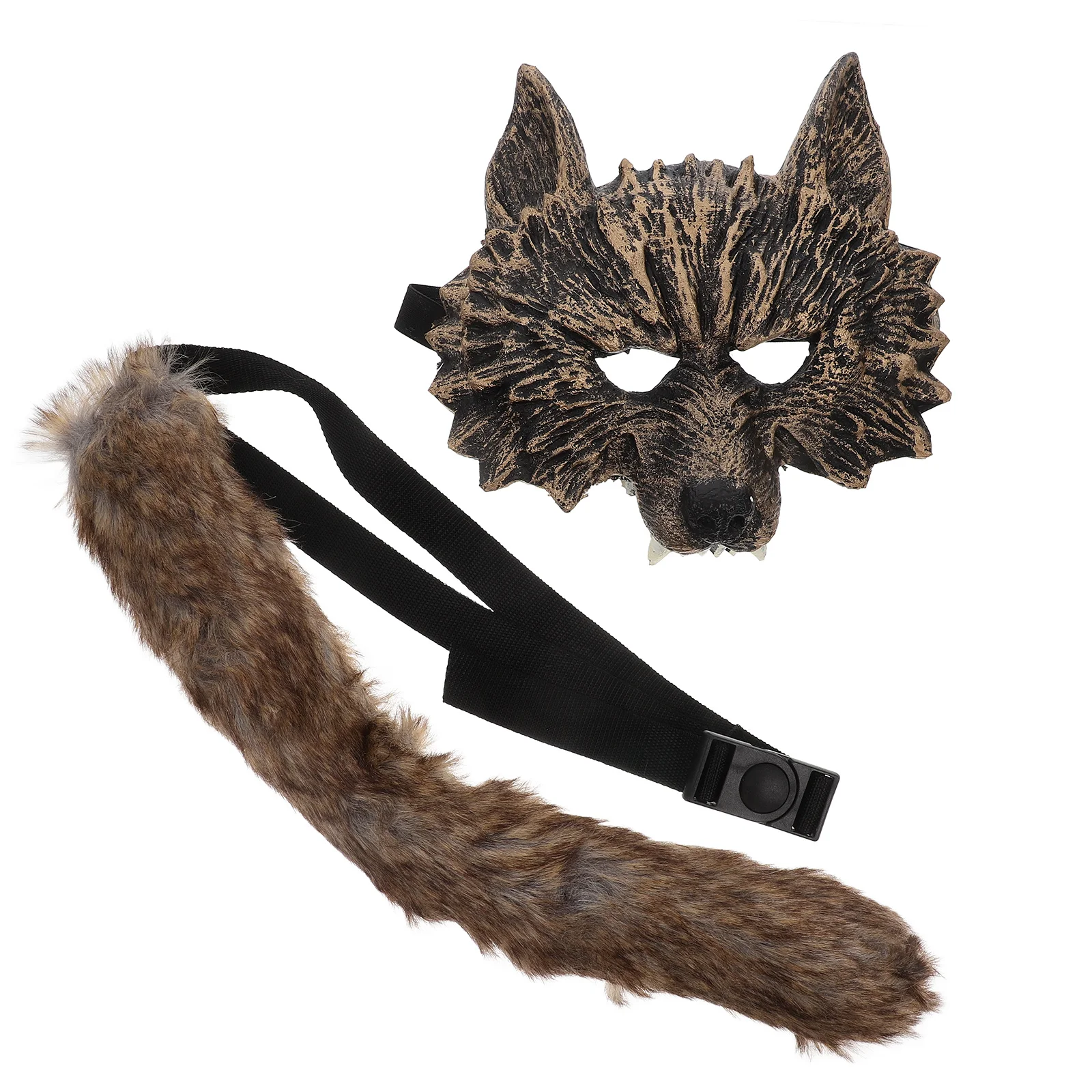 

Маска волка, хвост, набор, реалистичный костюм животного, маска оборотня на Хэллоуин, вечерние аксессуары для косплея для взрослых и детей, волчий хвост