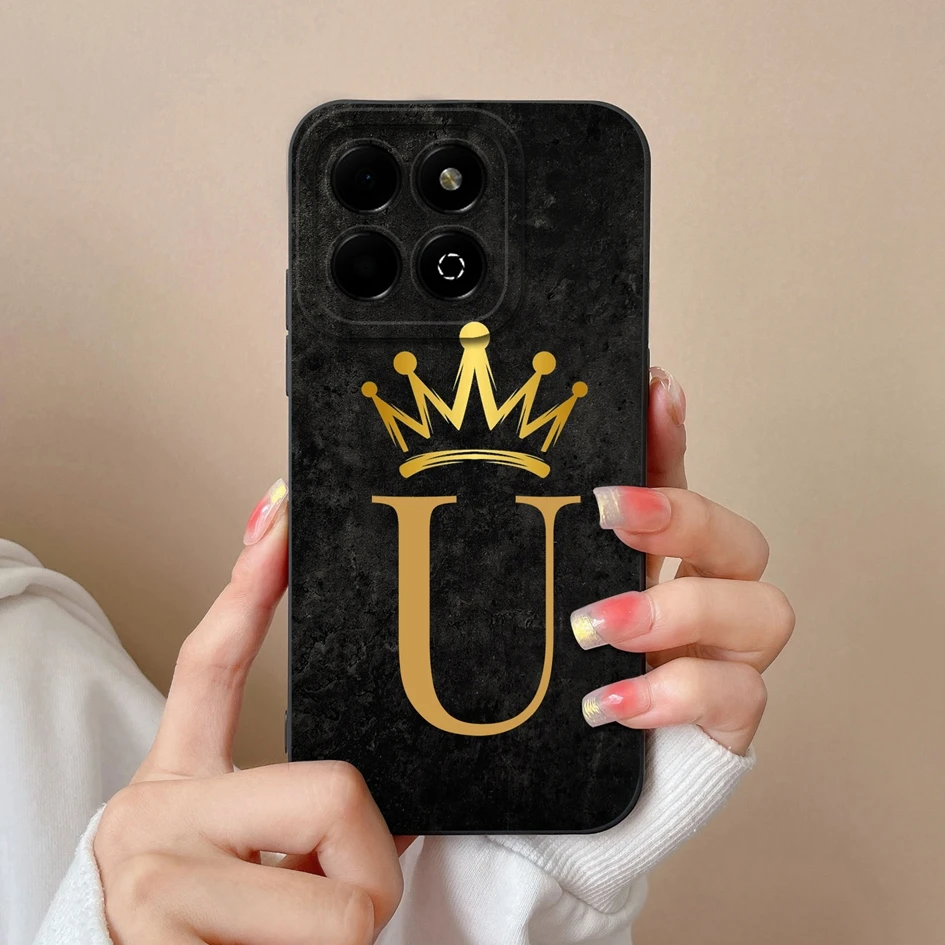 Phone Case For Honor X6b X5b Plus Capa Fashion A To Z Letter Smooth Liquid Protective Back Cover For HonorX6b HonorX5bPlus Funda