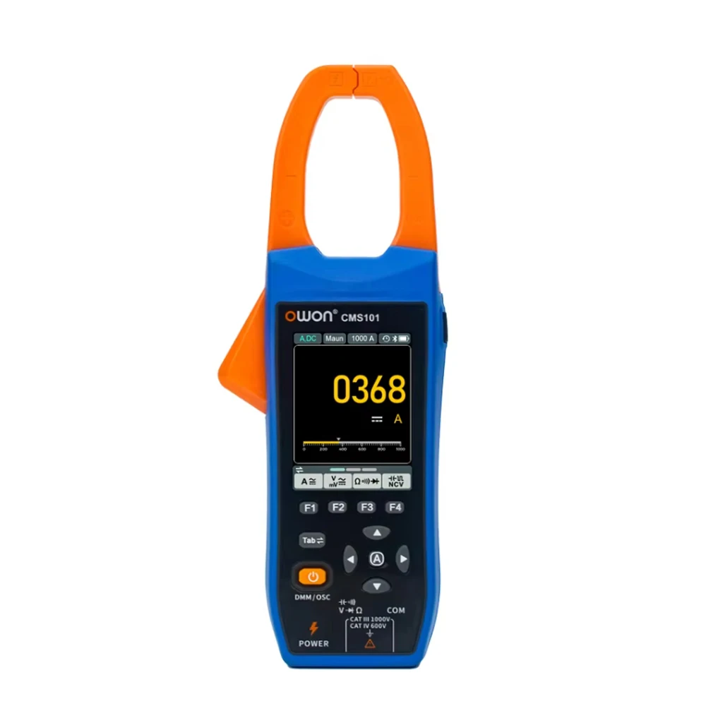 Pince ampèremétrique numérique AC/DC OWON CMS101 1000A 3-en-1 avec enregistreur et oscilloscope, 20000 points True RMS, auto-échelle, NCV, BLE
