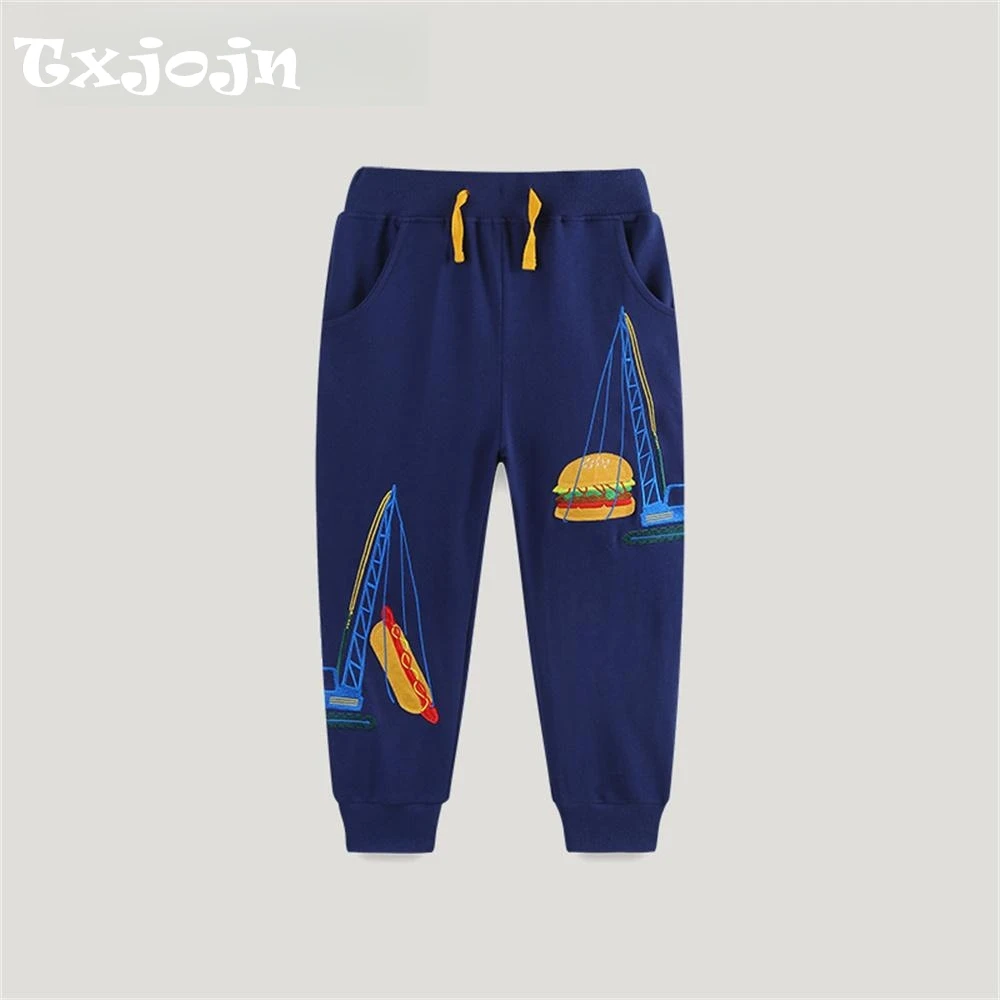 

50% Off Children's Cartoon Print Long Pants Daily Outfit,Adjustable Waist Boys Sweatpants For Play,Cotton Kids Casual Trousers