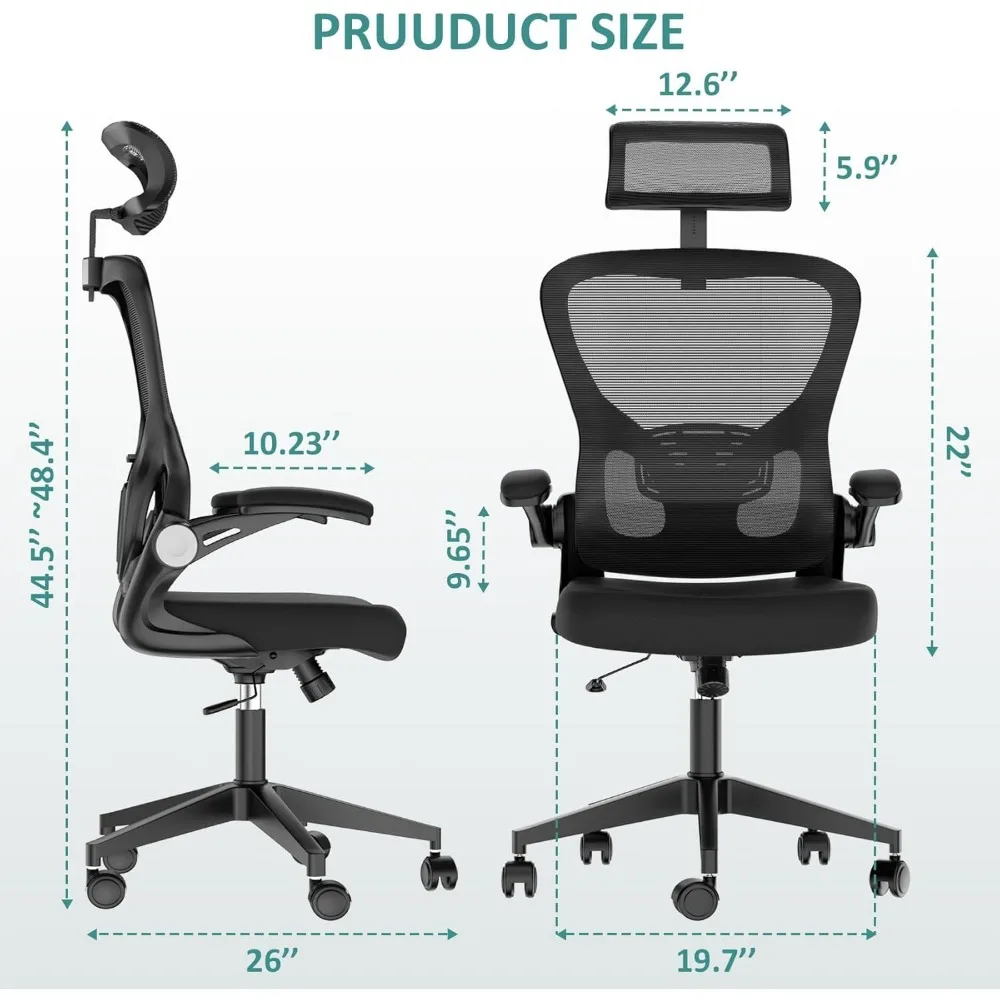 Adjustable Headrest/Armrests Reclining Comfy Home OfficeChair Lumbar Support Breathable Mesh ComputerChair-Black Office Chair