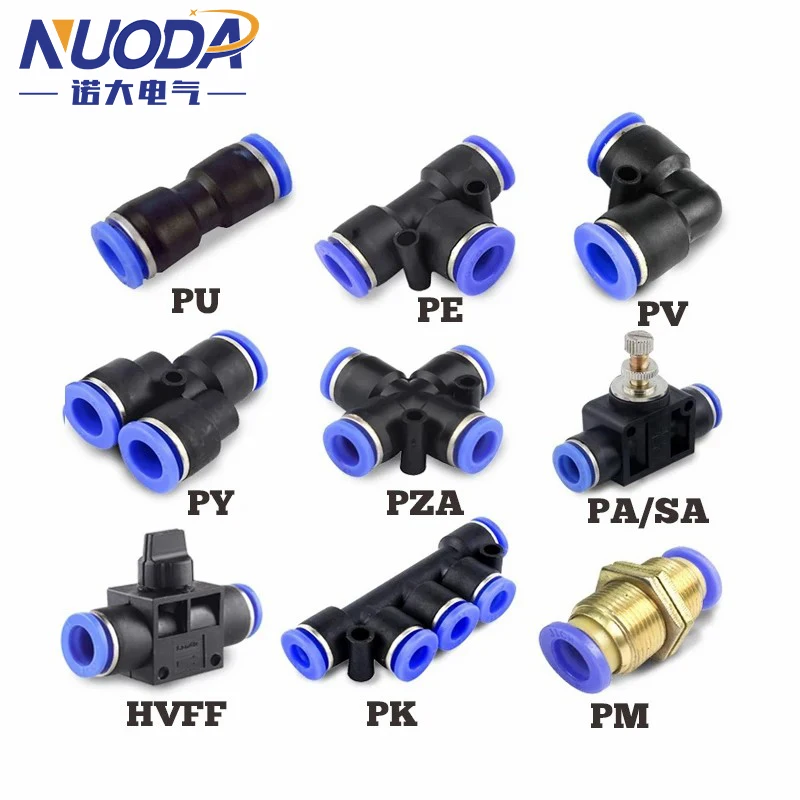 Accesorios Neumáticos PY/PE/PV/PU/SA/PM, tuberías de agua y conectores de tubo de empuje directo, acoplamientos rápidos de manguera de plástico de 4