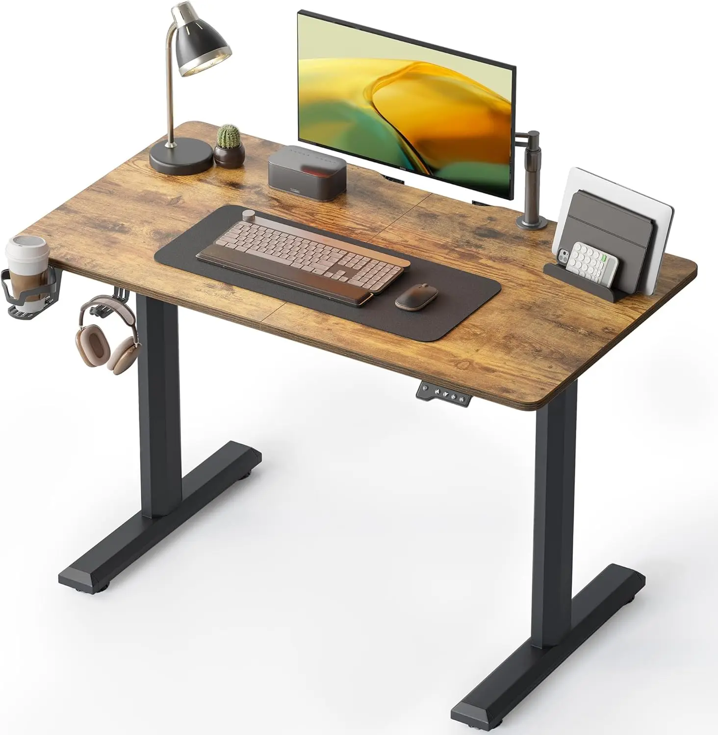 44 x 24 Inches Standing Desk Height Adjustable Table Rustic Brown Finish Ergonomic Home Office Furniture Splice Board