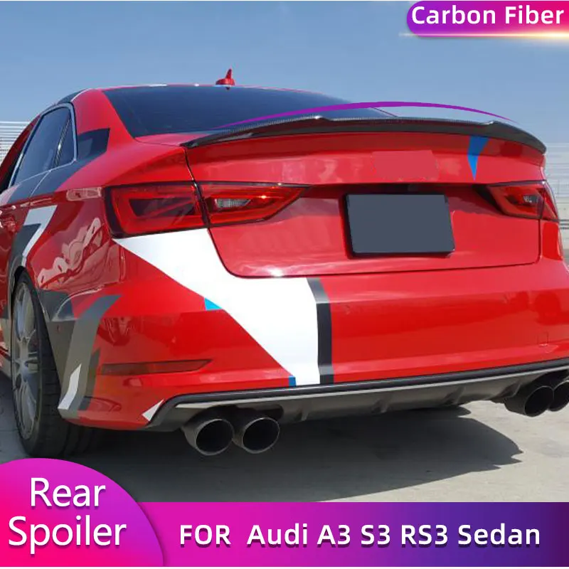 

Автомобильный задний спойлер из углеродного волокна для Audi A3 S3 RS3 Седан 4-дверный 2014-2019 Автомобильный задний спойлер крышка багажника