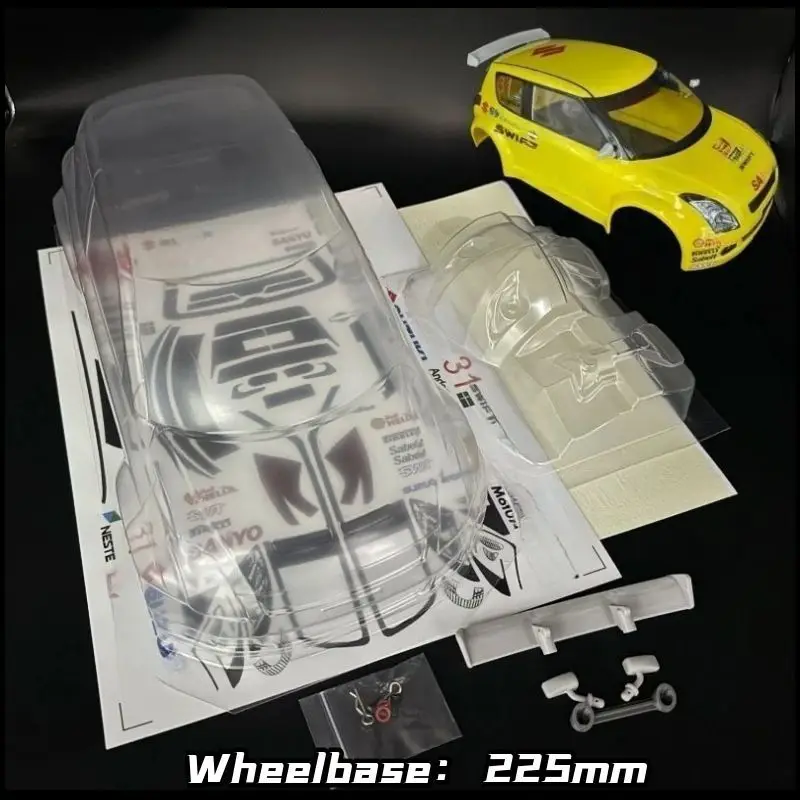 1/10 RC PC Body SWIFT Sport JWRC Rally Shell 225mm Wheelbase With Tail Mirror For 1:10 RC M Car TAMIYA CARTEN 3R XPRESS MST