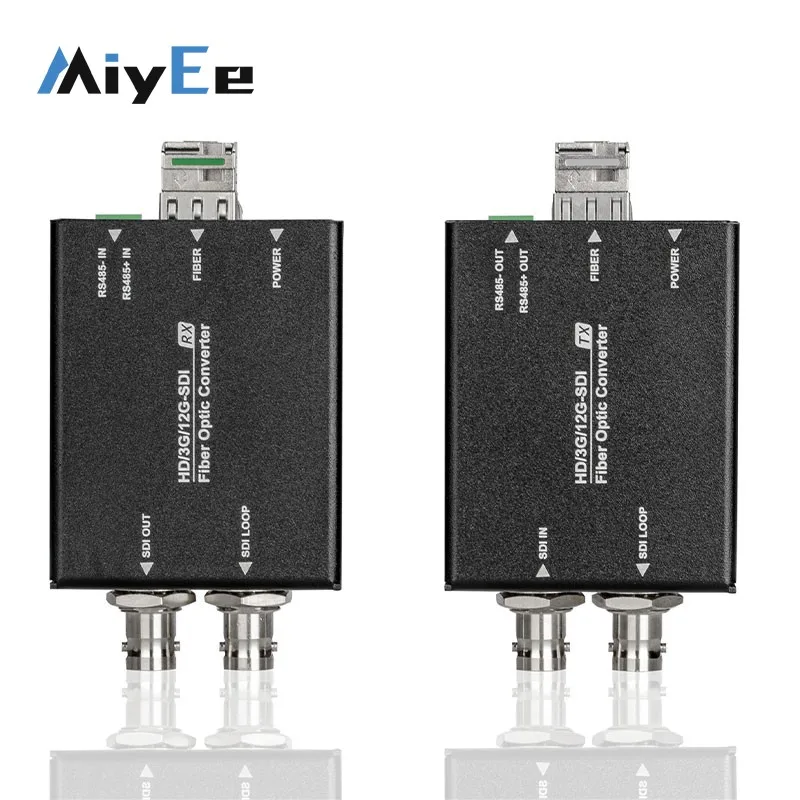1-Channel 12G-SDI Fiber Optic to SDI Converter TX+RX with Loop-out, 4K@60Hz, Support Synchronous Audio & Video Transmission
