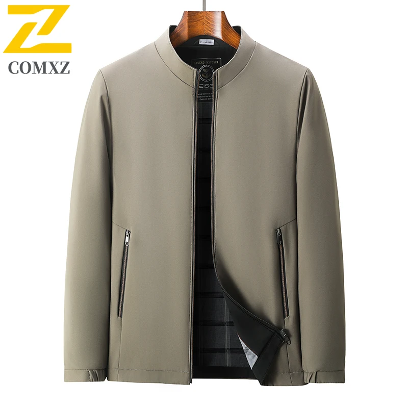 

2025 ​Men Stand Collar Jacket Outdoor Autumn Windproof Waterproof Hiking Windbreaker Lightweight Business Sports Office Coat