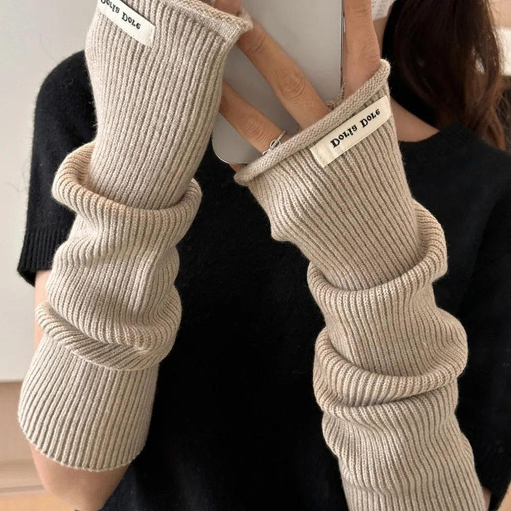 

Новые мягкие длинные перчатки без пальцев, изысканная повседневная зимняя вязаная одежда с рукавами, перчатки для женщин и девочек