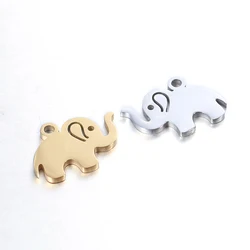 5Pcs/Lot Kawaii Elephant Stainless Steel Charms 10mm*15mm Wild Animal Pendant DIY for Necklace Jewelry Making Supplies Wholesale