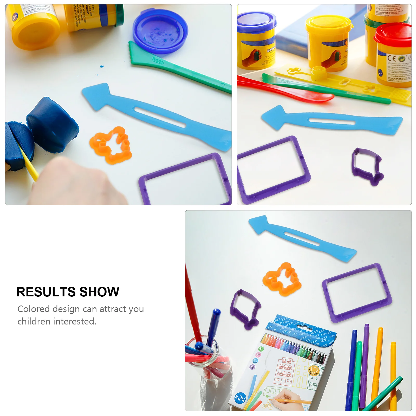 Ensemble de 32 outils en argile colorée, moules éducatifs créatifs pour enfants, pour la fabrication de nouilles DIY, artisanat artistique, nettoyage facile, rangement triangulaire