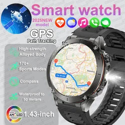 2025 New Military Outdoor Sport Smart Watch Men's 730 mAh Battery Waterproof GPS Satellite Positioning Health Fitness Smartwatch