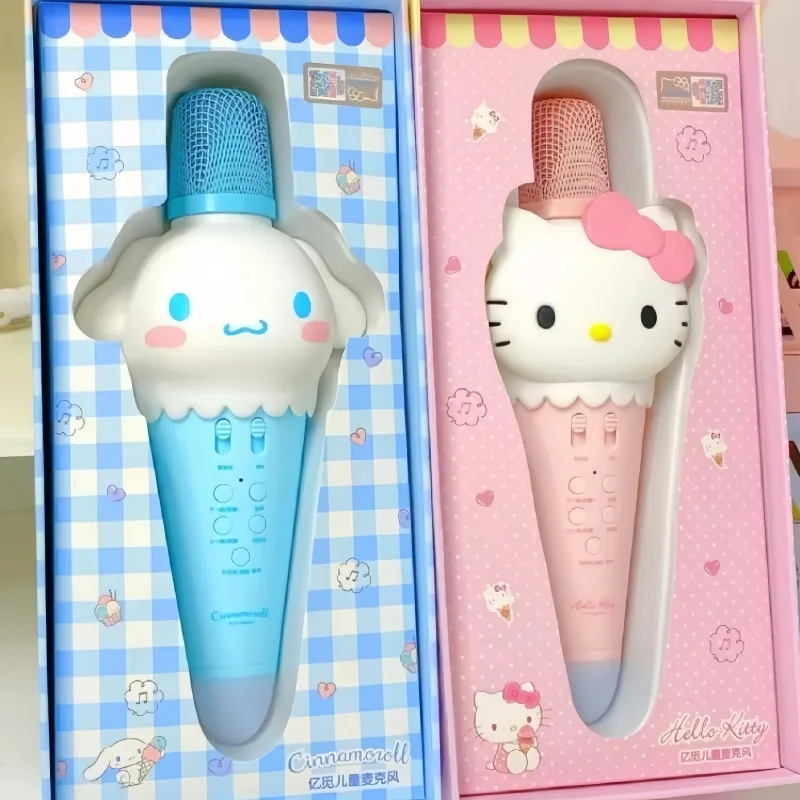 

New Sanrio Hello Kitty Cinnamoroll Kuromi Child Microphone Cartoon Bluetooth Mike Karaoke Singing Machine Toy Birthday Gift