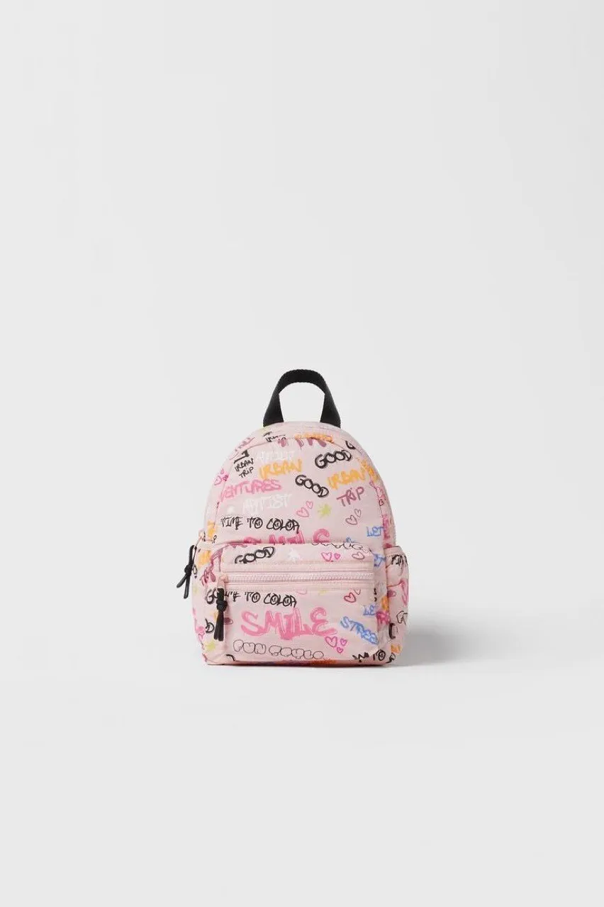 Letters Printed Pink Backpack Children Bag Fashion Cute Baby Girls Bag Popular Boutique Kids Toddler School Bag Two-shoulder Bag